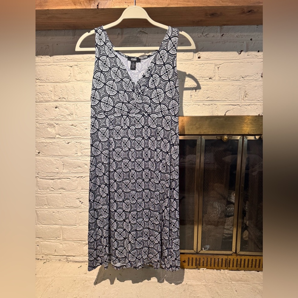Navy and White Patterned Women's Dress